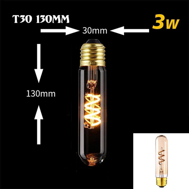 Skanto | Dimmable Vintage LED Bulb (3W, E27 Base) - Gold Spiral Filament for Chandeliers & Decorative Lighting