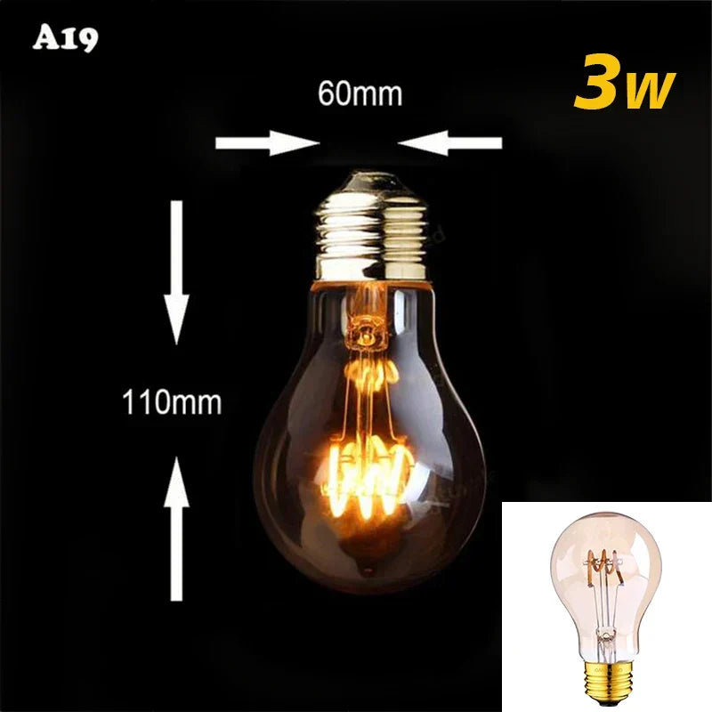 Skanto | Dimmable Vintage LED Bulb (3W, E27 Base) - Gold Spiral Filament for Chandeliers & Decorative Lighting