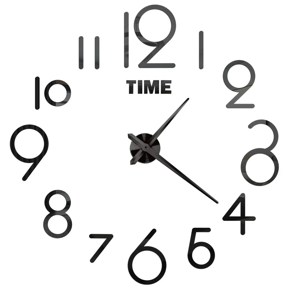 Big Wall Clock DIY 3D Self Adhesive Mirrored Acrylic Wall Clock For Kitchen Dining Room Living Room Creative Home Decor | Bowlift