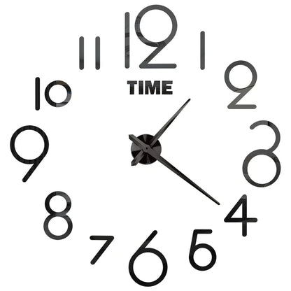 Big Wall Clock DIY 3D Self Adhesive Mirrored Acrylic Wall Clock For Kitchen Dining Room Living Room Creative Home Decor | Bowlift