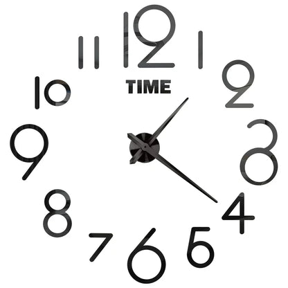 Large DIY 3D Mirror Acrylic Wall Clock for Kitchen, Dining Room, Living Room | Skanto