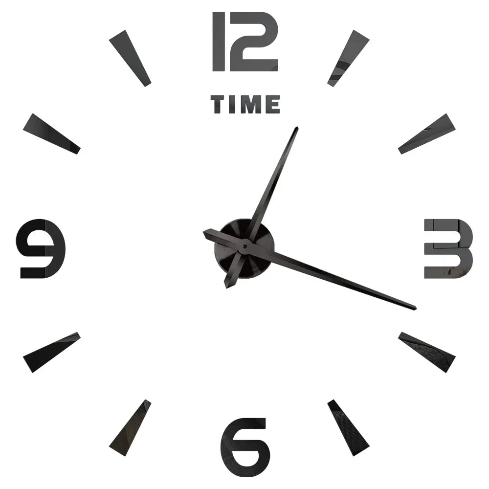 Big Wall Clock DIY 3D Self Adhesive Mirrored Acrylic Wall Clock For Kitchen Dining Room Living Room Creative Home Decor | Bowlift