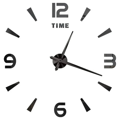 Large Wall Clock DIY 3D Self-adhesive Mirror Acrylic Wall Clock for Kitchen Dining Room Living Room Creative Home Decor | Karnz