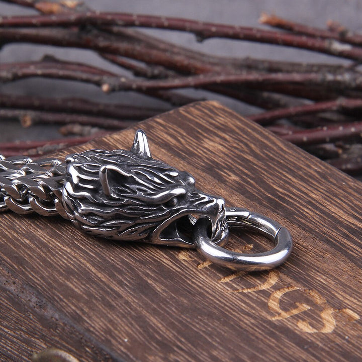 BowLift | Silver Viking Bracelet "WolfBand" – Handmade with Fenrir Motif
