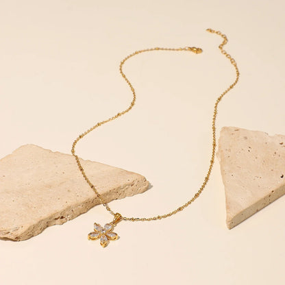 BowLift | 18k Diamond Five Petal Flower Necklace