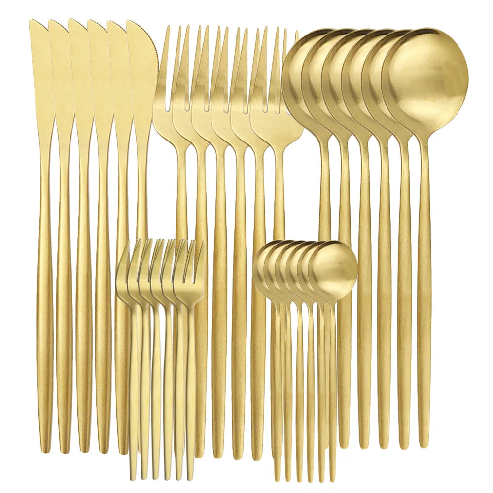 High-quality stainless steel flatware set for 6 people - Elegant flatware collection