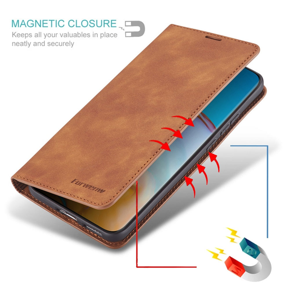 Skanto | Huawei Case: Magnetic Leather Case for Stylish Protection