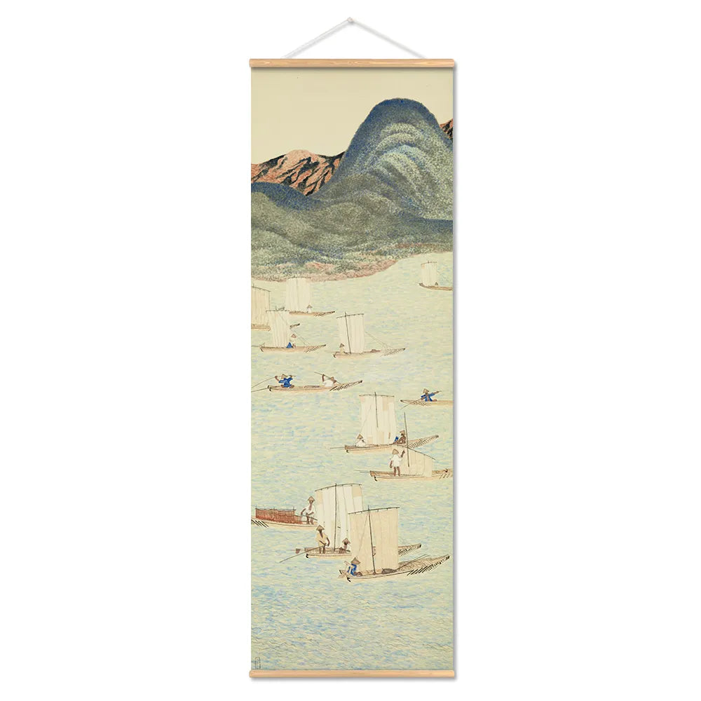 Skanto | Japanese Ou-Mi Ukiyoe Scroll Poster Landscape Wall Art Pictures Living Room Vintage Painting Country House Decor