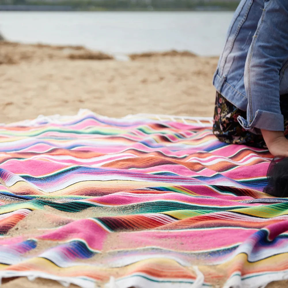 Boho-colored Mexican Serape blanket