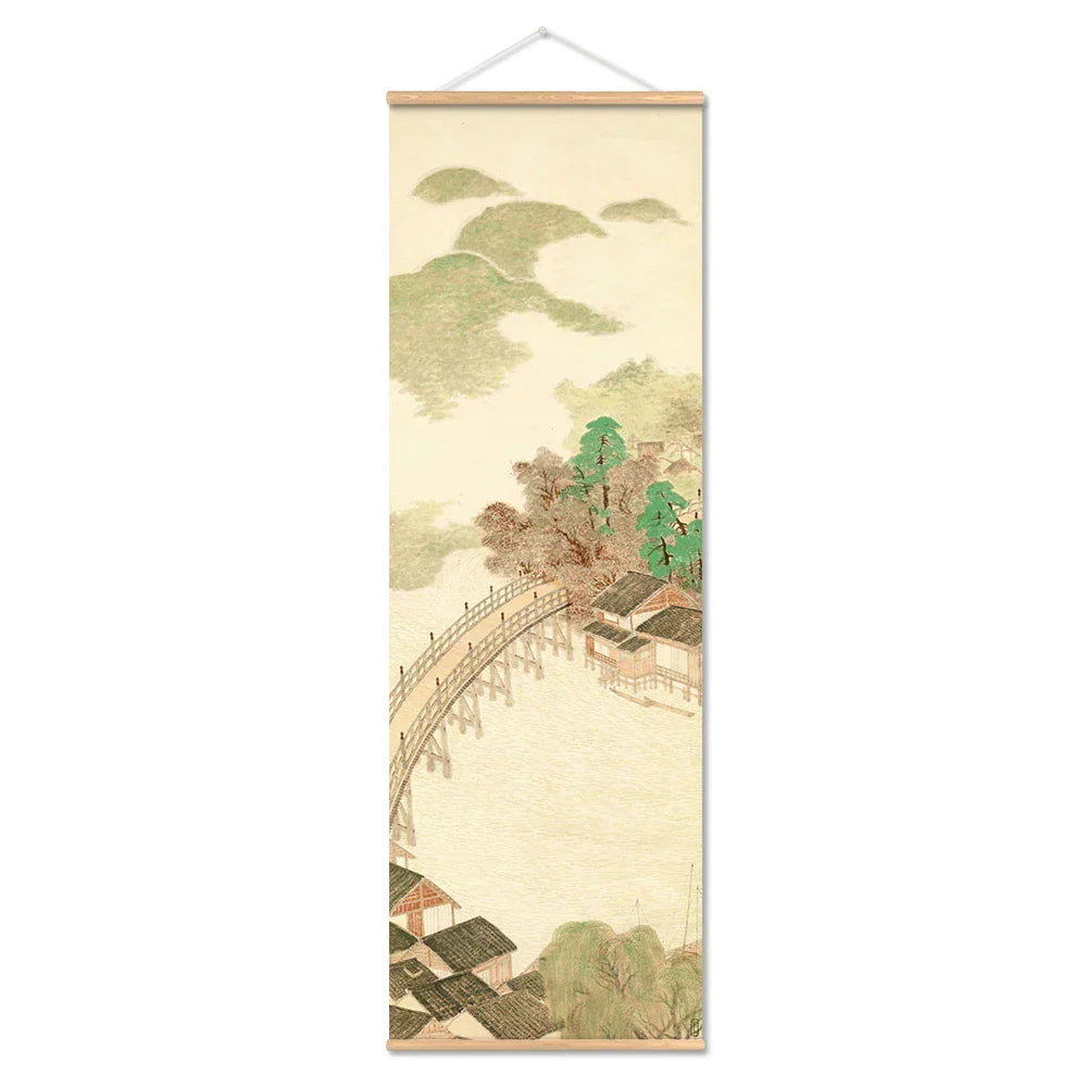 Skanto | Japanese Ou-Mi Ukiyoe Scroll Poster Landscape Wall Art Pictures Living Room Vintage Painting Country House Decor