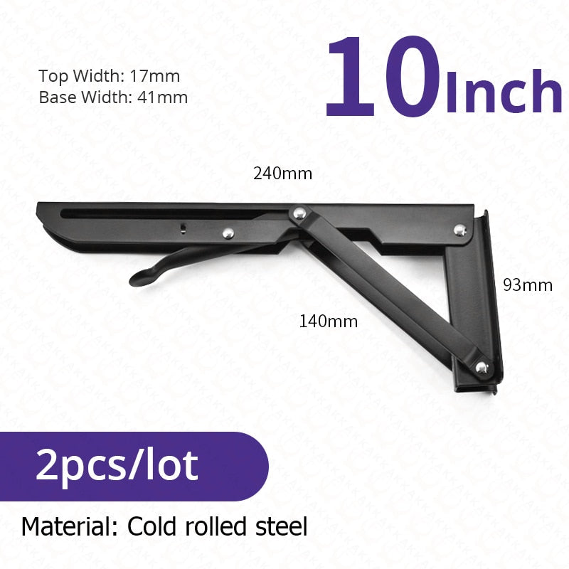 2-piece set of foldable heavy-duty stainless steel shelf brackets for tables, RVs, and space-saving