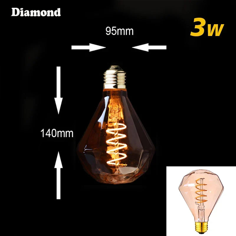 Skanto | Dimmable Vintage LED Bulb (3W, E27 Base) - Gold Spiral Filament for Chandeliers & Decorative Lighting