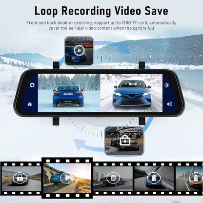 Skanto | VisionMirror Pro – Ultra HD Mirror Dash Cam with Wireless CarPlay & Android Auto