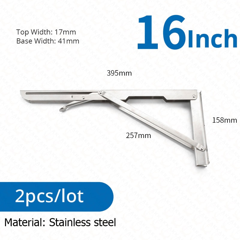 Skanto | 2-Piece Set Foldable Shelf Brackets, Heavy Duty, Stainless Steel for Tables, RVs, and Space Saving