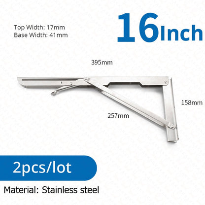 2-piece set of foldable shelf brackets, sturdy, made of stainless steel for tables, RVs, and space-saving