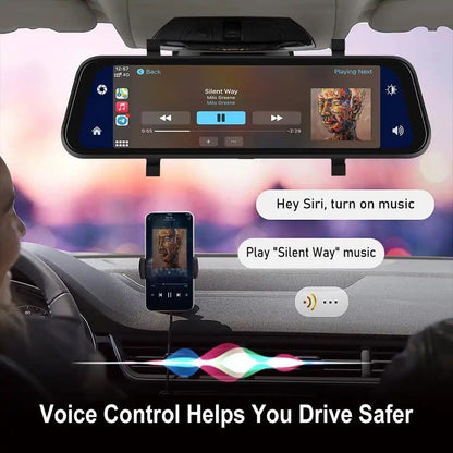 Skanto | VisionMirror Pro – Ultra HD Mirror Dash Cam with Wireless CarPlay & Android Auto