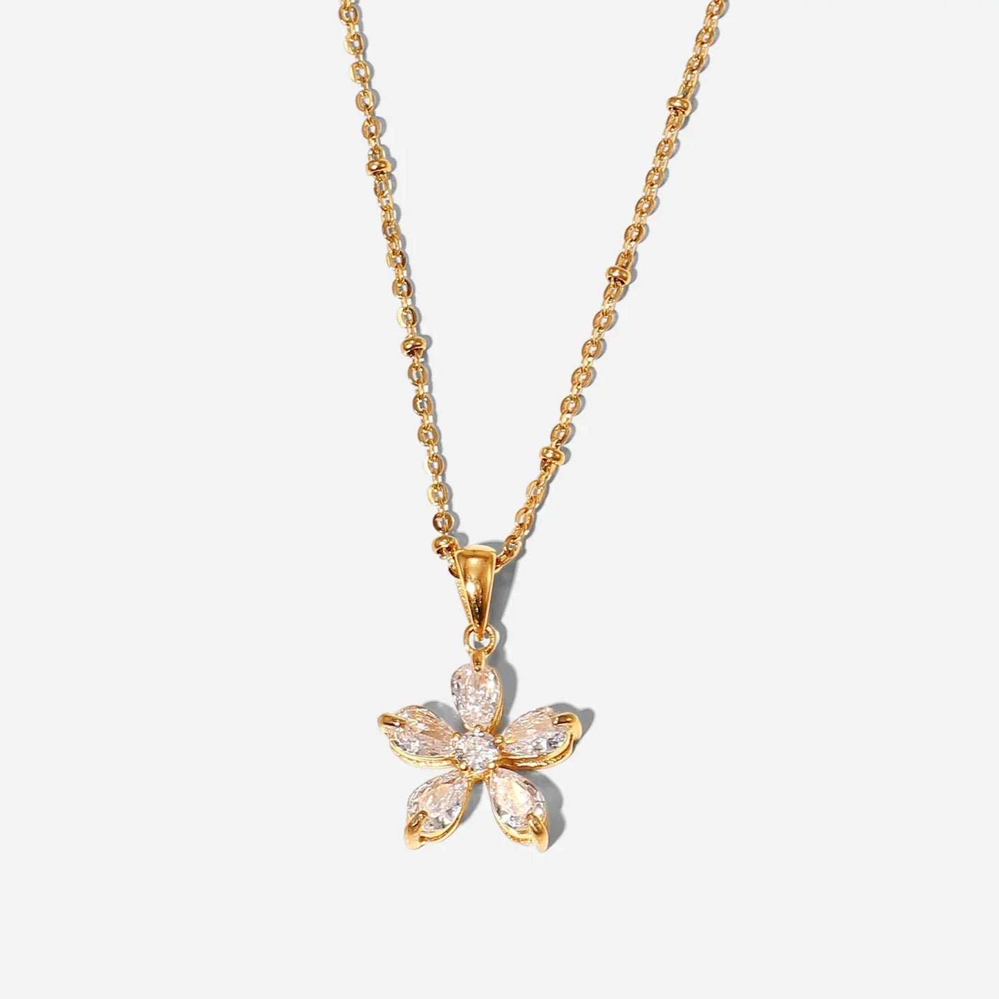 BowLift | 18k Diamond Five Petal Flower Necklace