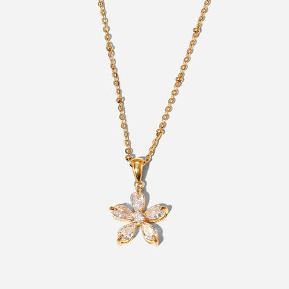 BowLift | 18k Diamond Five Petal Flower Necklace