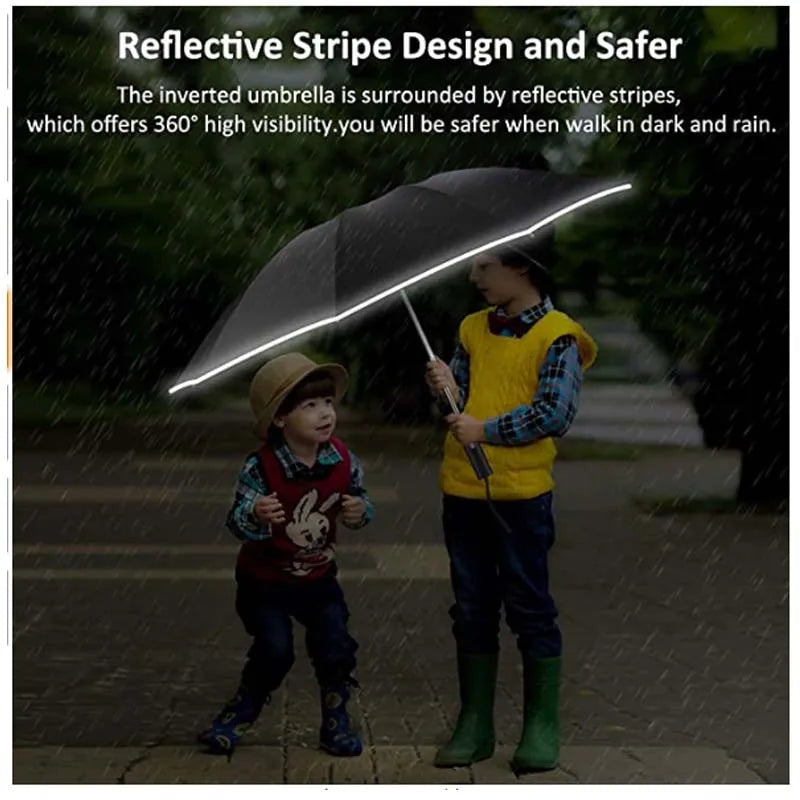 Skanto | Stay Dry and Stylish with Our Inverted Umbrella – Windproof, Foldable, and Reflective!