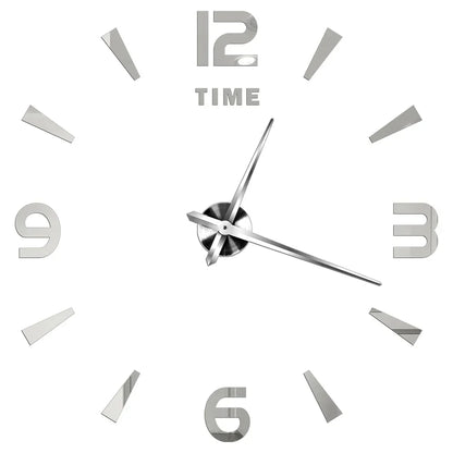 Large Wall Clock DIY 3D Self-adhesive Mirror Acrylic Wall Clock for Kitchen Dining Room Living Room Creative Home Decor | Karnz