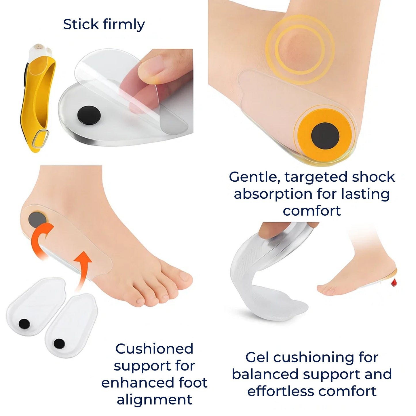 HeelGuard | Silicone Gel Heel Cups – Heel Pain Relief – Shock Absorbing Pad – Orthopedic Support for Daily Comfort Skanto
