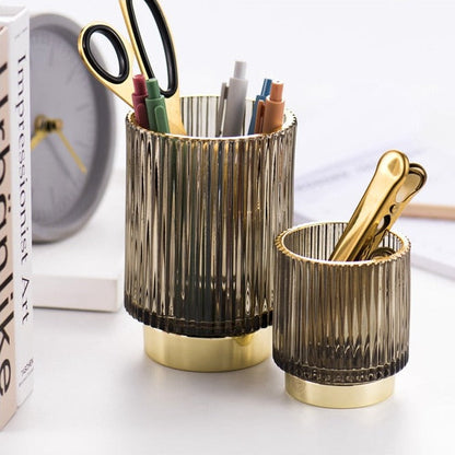 Skanto | Elise Gold Foil Glass Makeup Holder & Organizer