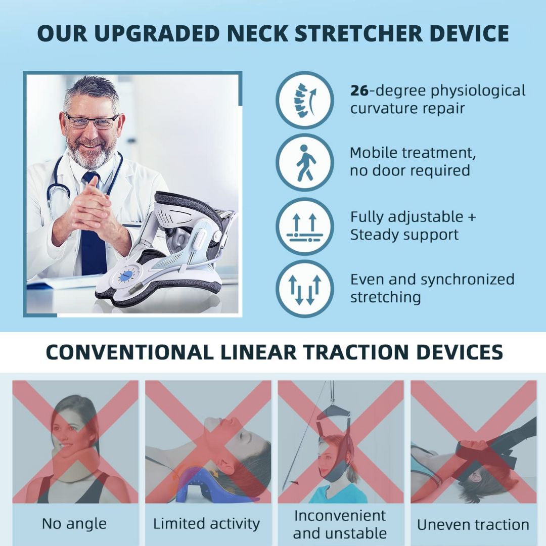 Skanto | Neck Stretcher for Pain Relief - Adjustable Cervical Traction Device Ideal for Neck Strain and Discomfort