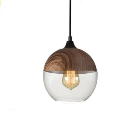 Skanto | Hand-Blown Glass & Wood Pendant Lamp Adjustable
