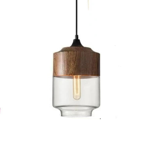 Skanto | Hand-Blown Glass & Wood Pendant Lamp Adjustable