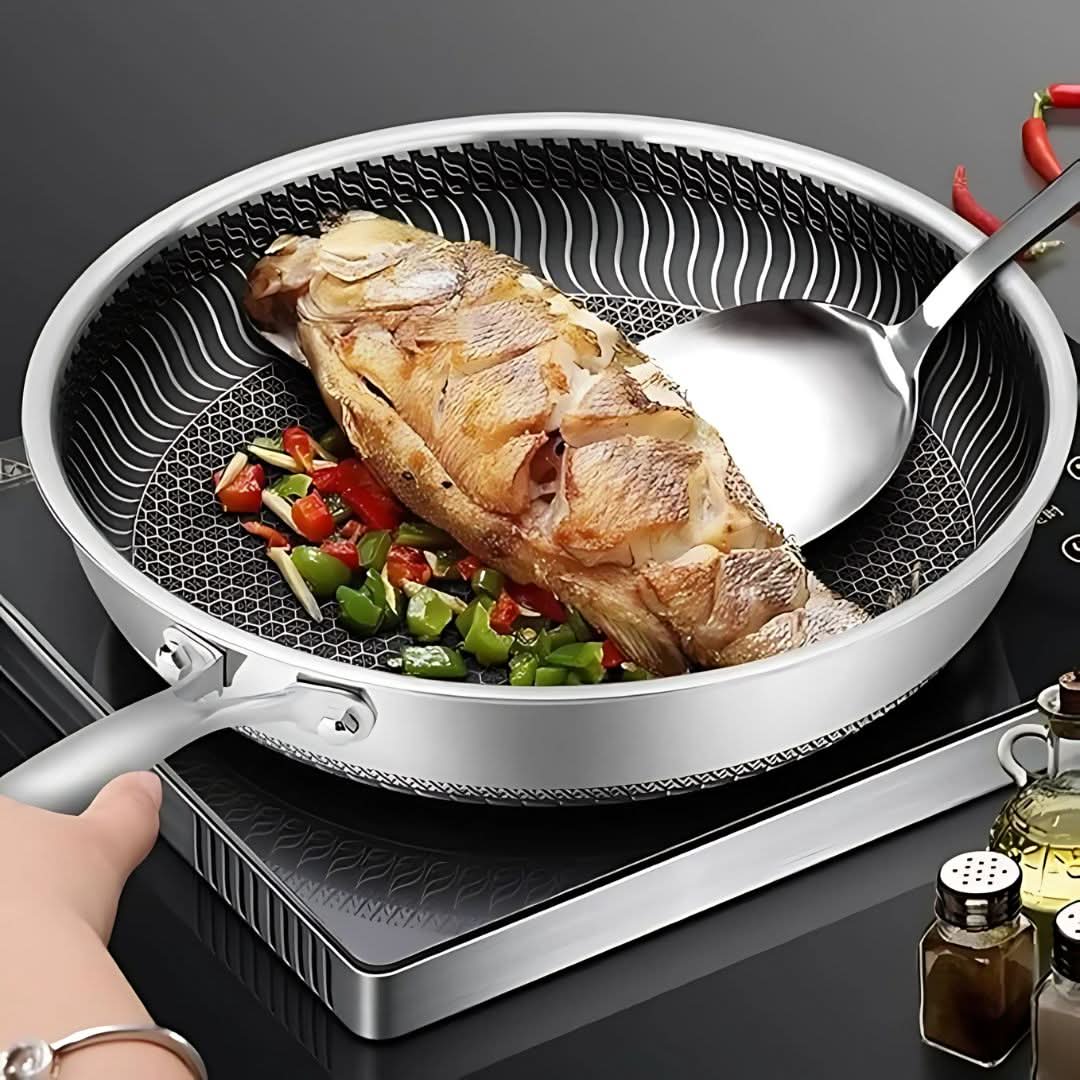 BowLift | Stainless Steel Pan with Non-Stick & Hexa-Design