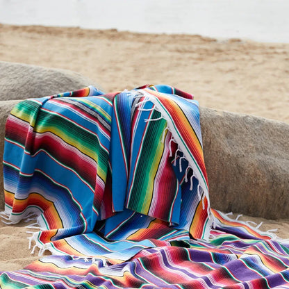 Boho-colored Mexican Serape blanket