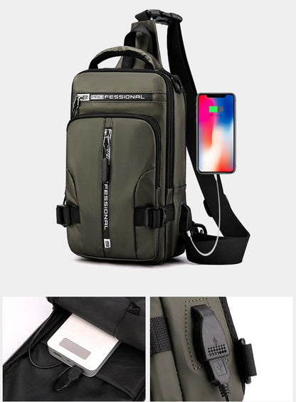 Skanto | Waterproof Oxford Crossbody Bag, Anti-theft Sling Bag, USB Charging & Multi-Pocket Design