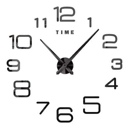 Big Wall Clock DIY 3D Self Adhesive Mirrored Acrylic Wall Clock For Kitchen Dining Room Living Room Creative Home Decor | Bowlift