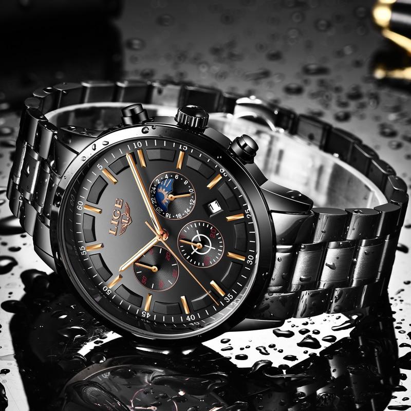 Skanto | Military Black Steel Watch – Elegant Steel Men's Watch with Waterproof Design