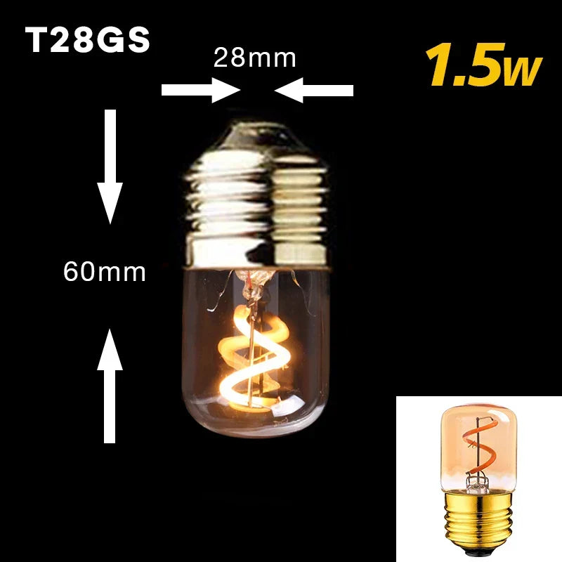 Skanto | Dimmable Vintage LED Bulb (3W, E27 Base) - Gold Spiral Filament for Chandeliers & Decorative Lighting