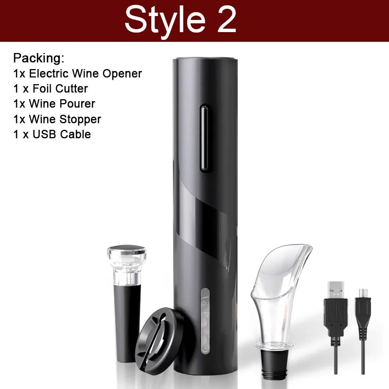 Skanto | Electric Corkscrew - Automatic Wine Opener with Stand, Foil Cutter, and Beer Can Opener - Kitchen and Bar Can Opener