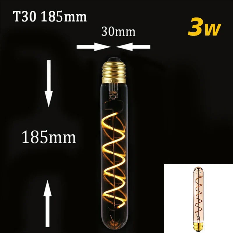 Skanto | Dimmable Vintage LED Bulb (3W, E27 Base) - Gold Spiral Filament for Chandeliers & Decorative Lighting