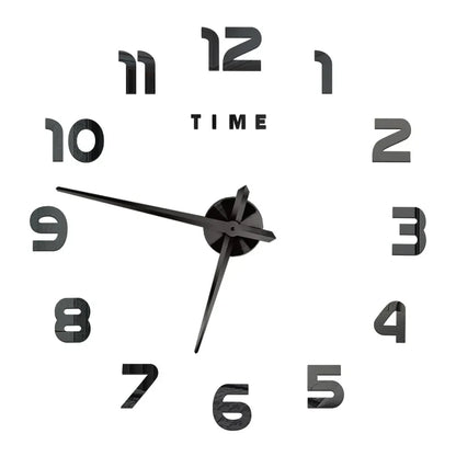 Big Wall Clock DIY 3D Self Adhesive Mirrored Acrylic Wall Clock For Kitchen Dining Room Living Room Creative Home Decor | Bowlift