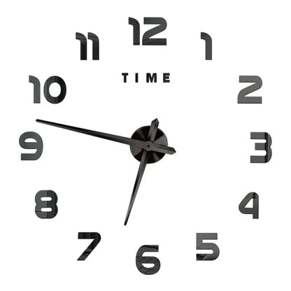 Large Wall Clock DIY 3D Self-adhesive Mirror Acrylic Wall Clock for Kitchen Dining Room Living Room Creative Home Decor | Karnz