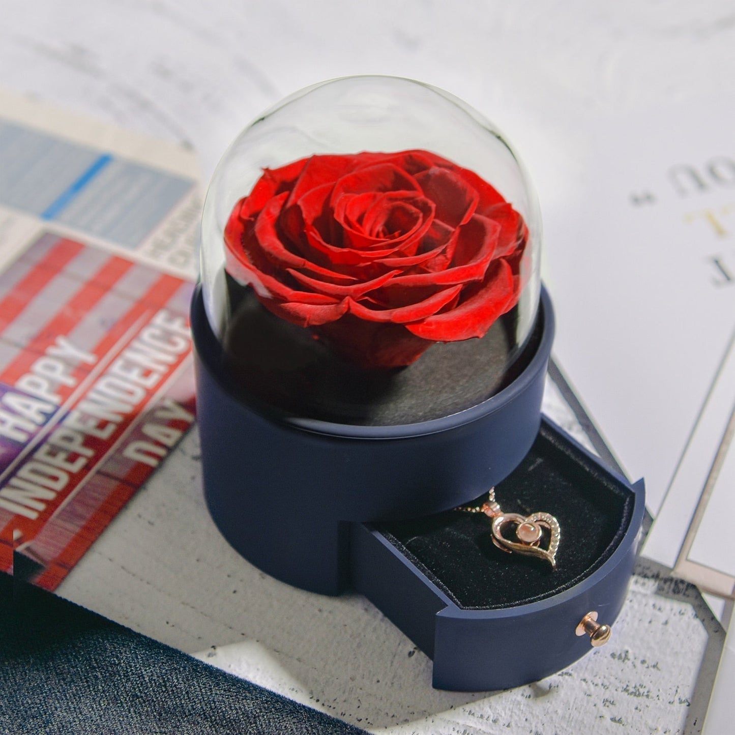 Skanto | Natural Eternal Rose Necklace Jewelry Box