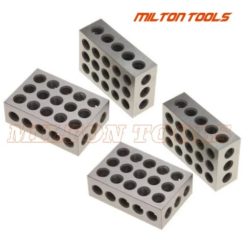 Skanto | 2 Pcs Hardened Steel 1-2-3" Blocks - Precision Machine Building Milling Tooling with 0.0001" Accuracy, 23-Hole Block Gage Set
