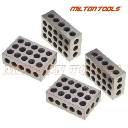 Skanto | 2 Pcs Hardened Steel 1-2-3" Blocks - Precision Machine Building Milling Tooling with 0.0001" Accuracy, 23-Hole Block Gage Set