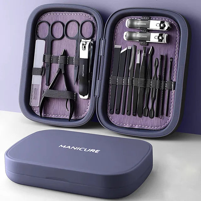 Skanto | LuxNails | Professional Stainless Steel Manicure and Pedicure Set | Portable and Multifunctional | Luxury Storage Case