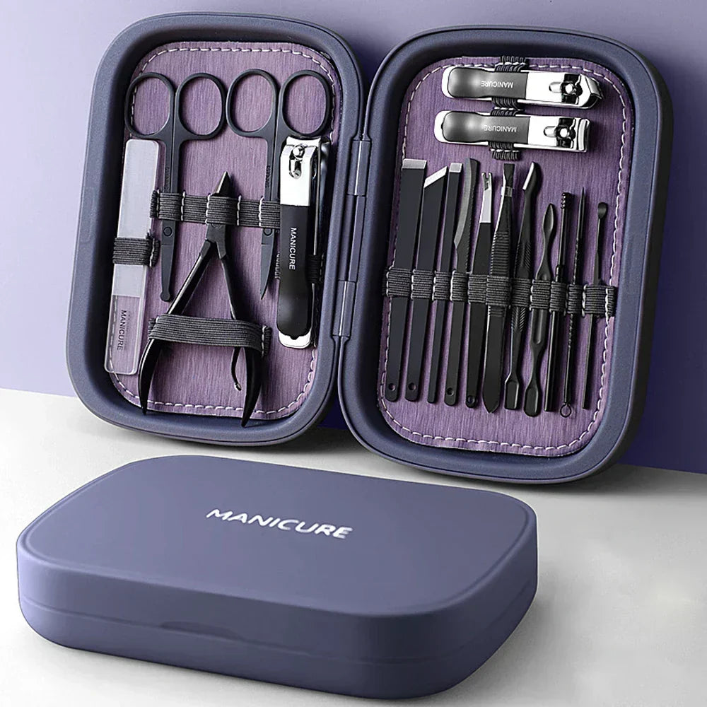 Skanto | LuxNails | Professional Stainless Steel Manicure and Pedicure Set | Portable and Multifunctional | Luxury Storage Case