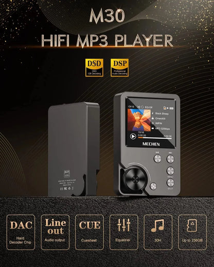 Kalsten | HiFi MP3 Player MECHEN-M30 – Premium Lossless Audio with 64GB Memory Card, Supports up to 256GB