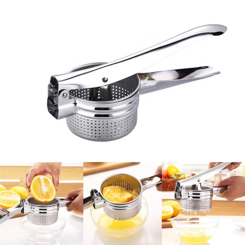 Potato Masher Ricer Kitchen Utensil Stainless Steel Pressure Mud Puree Vegetable Fruit Press Maker Garlic Press
