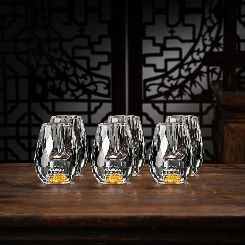 Skanto | Handmade Crystal Glasses with Gold Flakes – 2-Pack for Whisky