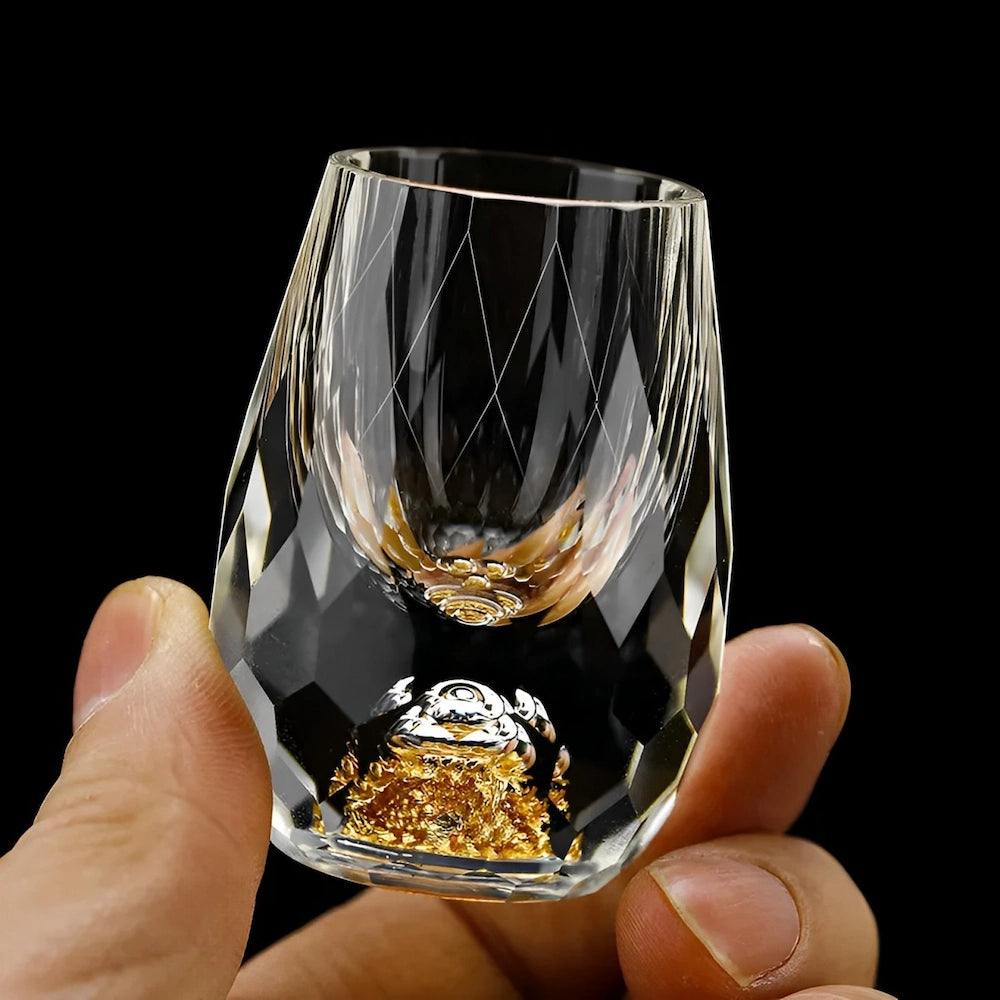 Skanto | Handmade Crystal Glasses with Gold Flakes – 2-Pack for Whisky