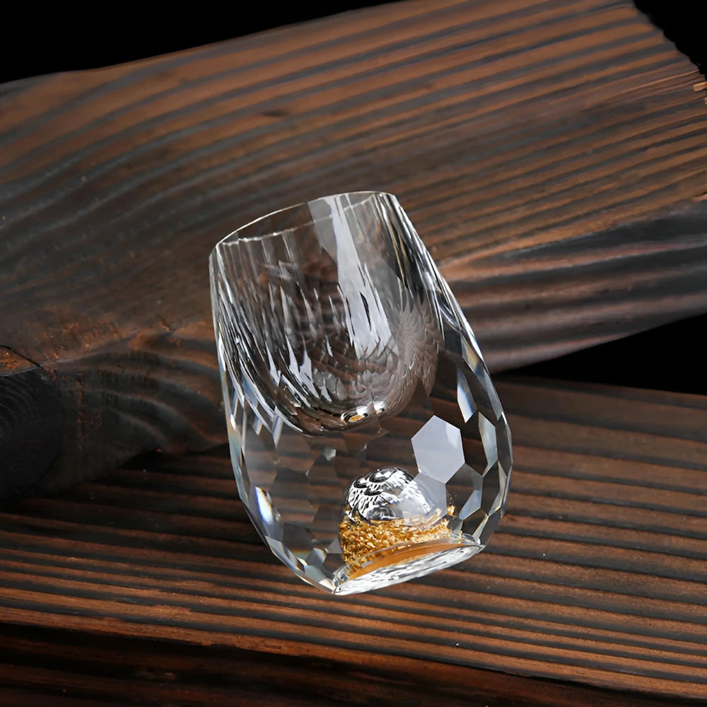 Luxury Crystal Glasses with Gold Flakes – Handmade – Set of 2 – For Whisky & Premium Beverages | Bowlift