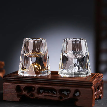 Skanto | Handmade Crystal Glasses with Gold Flakes – 2-Pack for Whisky